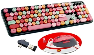 Red Retro Typewriter Wireless Keyboard and Mouse Combo for Home Office | Full Size Cute Vintage Round Bubble Keycaps, Ergonomic Aesthetic Colorful Keyboard Mouse Set for Long Nails Laptop Desktop PC Red Retro Typewriter Wireless Keyboard and Mouse Combo for Home Office | Full Size Cute Vintage Round Bubble Keycaps, Ergonomic Aesthetic Colorful Keyboard Mouse Set for Long Nails Laptop Desktop PC