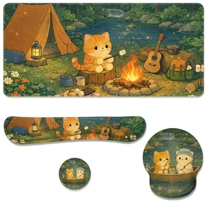 Cute Cat Desk Mat Set Cozy Camping Large Mouse Pad with Wrist Rest 4in1 Desk Mat for Desktop Ergonomic Computer Desk Arm Wrist Anti-Slip Computer Ergonomic Mouse Pad Home Office Gaming Cute Cat Desk Mat Set Cozy Camping Large Mouse Pad with Wrist Rest 4in1 Desk Mat for Desktop Ergonomic Computer Desk Arm Wrist Anti-Slip Computer Ergonomic Mouse Pad Home Office Gaming