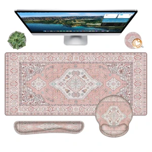 Mousepad SetKeyboard Mat+Wrist Support Mouse Pad+Wrist Rest Pad+Coaster | Pink Cute Desk Decor with Non-Slip Rubber Base, Smooth Surface for Office, Gaming, Home Mousepad SetKeyboard Mat+Wrist Support Mouse Pad+Wrist Rest Pad+Coaster | Pink Cute Desk Decor with Non-Slip Rubber Base, Smooth Surface for Office, Gaming, Home