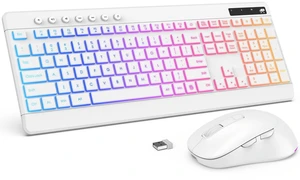 Wireless Keyboard and Mouse Combo with 10 Color Backlits Phone Holder White | Rechargeable Ergonomic Keyboard with Light Up Letters, Silent Lighted Full Size Keyboard Mice Combo Computer, Mac, PC, Wireless Keyboard and Mouse Combo with 10 Color Backlits Phone Holder White | Rechargeable Ergonomic Keyboard with Light Up Letters, Silent Lighted Full Size Keyboard Mice Combo Computer, Mac, PC,