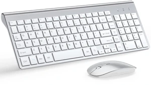 Wireless Keyboard and Mouse Ultra Slim Combo, TopMate - Silver White | 2.4G Silent Compact 2400DPI Mouse and Scissor Switch Keyboard Set with Cover, Batteries Included, for PC/Laptop/Windows/Mac Wireless Keyboard and Mouse Ultra Slim Combo, TopMate - Silver White | 2.4G Silent Compact 2400DPI Mouse and Scissor Switch Keyboard Set with Cover, Batteries Included, for PC/Laptop/Windows/Mac