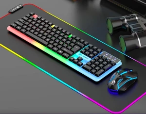 RGB Backlit Black 104 Keys Wired Gaming Keyboard and Mouse, USB Connection RGB Backlit Black 104 Keys Wired Gaming Keyboard and Mouse, USB Connection
