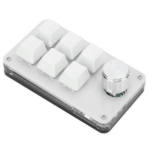 Acogedor One Handed Macro Mechanical Keyboard with Adjustment Knob, Portable Mini Mechanical Gaming Keypad, 6 Fully Programmable Keys (Black White) Acogedor One Handed Macro Mechanical Keyboard with Adjustment Knob, Portable Mini Mechanical Gaming Keypad, 6 Fully Programmable Keys (Black White)