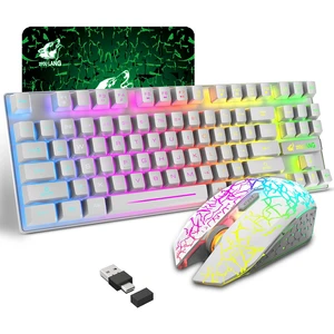 Wireless Membrane Gaming Keyboard and Mouse Set with 87Key Tenkeyless-White | Rainbow LED Backlight,Rechargeable 3800mAh Battery,Anti-ghosting,Ergonomic,Waterproof,RGB Mute Mice for Computer PC Mac Wireless Membrane Gaming Keyboard and Mouse Set with 87Key Tenkeyless-White | Rainbow LED Backlight,Rechargeable 3800mAh Battery,Anti-ghosting,Ergonomic,Waterproof,RGB Mute Mice for Computer PC Mac