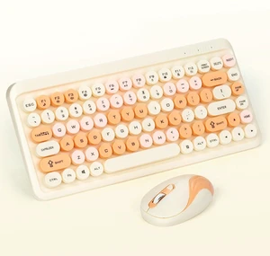 Wisoqu Wireless Keyboard and Mouse Combo, Retro Round Keycaps, 2.4GHz Cordless Compact Keyboard, Adjustable 1600 DPI Mouse, for Computer, Desktop, Laptop (Orange) Wisoqu Wireless Keyboard and Mouse Combo, Retro Round Keycaps, 2.4GHz Cordless Compact Keyboard, Adjustable 1600 DPI Mouse, for Computer, Desktop, Laptop (Orange)