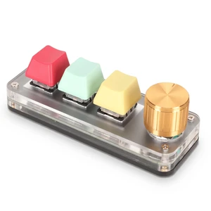 USB Mini 3 Key Keypad with Knob, DIY Programmable Type C Wired Blue | One Handed Macro Keypad for Gaming, Office, Media Control with Detachable Cable USB Mini 3 Key Keypad with Knob, DIY Programmable Type C Wired Blue | One Handed Macro Keypad for Gaming, Office, Media Control with Detachable Cable
