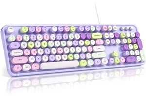 MOFII Computer Keyboard Wired,Round Key Retro Typewriter Keyboard Full Size | USB Plug and Play, for Laptop, PC, Desktop, Windows (Purple Colorful) MOFII Computer Keyboard Wired,Round Key Retro Typewriter Keyboard Full Size | USB Plug and Play, for Laptop, PC, Desktop, Windows (Purple Colorful)