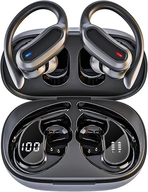 Wireless Earbuds Bluetooth Headphones, 54H Playtime Stereo Over Ear Buds with ENC Noise Cancelling, LED Power Display, IPX7 Waterproof Sport Earphones with Earhooks for Running/Workouts (Black) Wireless Earbuds Bluetooth Headphones, 54H Playtime Stereo Over Ear Buds with ENC Noise Cancelling, LED Power Display, IPX7 Waterproof Sport Earphones with Earhooks for Running/Workouts (Black)