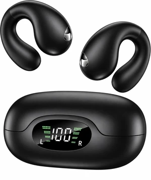 Ultra Open Ear Earbuds, Clip On Wireless Headphones with Open Ear Comfort | Ergonomic clips rest around the ear without blocking the canal, with light pressure for comfortable work, travel, and calls.