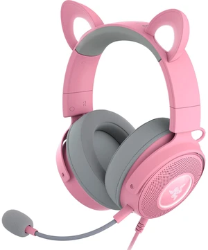 Razer Kraken Kitty V2 Pro Wired RGB Headset: Interchangeable Ears (Kitty, Bear, Bunny) - Stream Reactive Lighting - Detachable HyperClear Cardioid Mic - 50mm Drivers - 7.1 Surround Sound - Quartz Pink Razer Kraken Kitty V2 Pro Wired RGB Headset: Interchangeable Ears (Kitty, Bear, Bunny) - Stream Reactive Lighting - Detachable HyperClear Cardioid Mic - 50mm Drivers - 7.1 Surround Sound - Quartz Pink