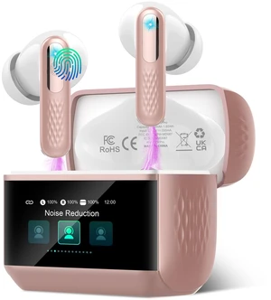 Wireless Earbuds, Touch Screen Case, ANC/ENC Noise Cancelling, 48H, Rosa | Touch Screen Controls, 5 EQ Modes, Bluetooth 5.4, HiFi Stereo, Transparency Mode, IPX7 Waterproof, All-Day Comfor Wireless Earbuds, Touch Screen Case, ANC/ENC Noise Cancelling, 48H, Rosa | Touch Screen Controls, 5 EQ Modes, Bluetooth 5.4, HiFi Stereo, Transparency Mode, IPX7 Waterproof, All-Day Comfor