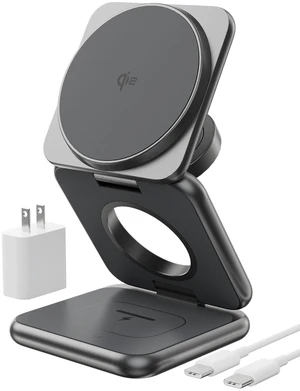 KUXIU Qi2-Certified 15W 3 in 1 Magnetic Wireless Charging Station for Apple | Aluminum Alloy Design, Foldable Travel Charger Stand with 45W Adapter for iPhone 17-12, 5W for Apple Watch & AirPods, Gray KUXIU Qi2-Certified 15W 3 in 1 Magnetic Wireless Charging Station for Apple | Aluminum Alloy Design, Foldable Travel Charger Stand with 45W Adapter for iPhone 17-12, 5W for Apple Watch & AirPods, Gray
