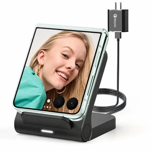 Geyo 15W Fast Wireless Charger Stand for Samsung Galaxy Z Flip 8, Non-Fold | Compatible with Z Flip 7, 7 FE, 6, 5, for Motorola Razr Ultra 2026, Razr+, QC3.0 Adapter Included, for home and office, Geyo 15W Fast Wireless Charger Stand for Samsung Galaxy Z Flip 8, Non-Fold | Compatible with Z Flip 7, 7 FE, 6, 5, for Motorola Razr Ultra 2026, Razr+, QC3.0 Adapter Included, for home and office,