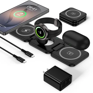 Wireless Charger for Samsung, 3 in 1 Charging Station Travel Charger | for Samsung Galaxy S26 Ultra/S25 FE/S24/S23/S22, Protable Charger for Samsung Galaxy Watch 8/8 Classic/7/FE, Galaxy Buds 4/3 Wireless Charger for Samsung, 3 in 1 Charging Station Travel Charger | for Samsung Galaxy S26 Ultra/S25 FE/S24/S23/S22, Protable Charger for Samsung Galaxy Watch 8/8 Classic/7/FE, Galaxy Buds 4/3