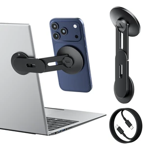 ALAFLY Magnetic Laptop Phone Holder 15W Fast Wireless Charger, Black | Compatible with MagSafe iPhone 18/17, 110° Foldable & 180° Adjustable Side Phone Mount for Computer/Tesla/Monitor/All Phones ALAFLY Magnetic Laptop Phone Holder 15W Fast Wireless Charger, Black | Compatible with MagSafe iPhone 18/17, 110° Foldable & 180° Adjustable Side Phone Mount for Computer/Tesla/Monitor/All Phones