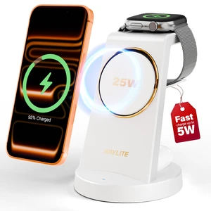 3 in 1 Fast Charging Station for iPhone, 25W Wireless Magnetic Phone Charger for iPhone 17 16e 16 15 14 13 12 Serise, Watch Charger Stand, Wireless Charging Station for AirPods 4 3 Pro, White 3 in 1 Fast Charging Station for iPhone, 25W Wireless Magnetic Phone Charger for iPhone 17 16e 16 15 14 13 12 Serise, Watch Charger Stand, Wireless Charging Station for AirPods 4 3 Pro, White