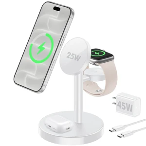 Aeinidi 25W 3 in 1 Fast Wireless Charging Station for MagSafe Charger Stand Strong Magnetic Wireless Charger for iPhone 18 Pro Max Duo 17 16 15 14 13 12 Apple Watch AirPods Pro 5, 45W Adapter Included Aeinidi 25W 3 in 1 Fast Wireless Charging Station for MagSafe Charger Stand Strong Magnetic Wireless Charger for iPhone 18 Pro Max Duo 17 16 15 14 13 12 Apple Watch AirPods Pro 5, 45W Adapter Included
