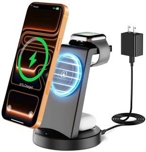 25W Magnetic Fast 3 in 1 Charging Station Wireless Charger Stand | Wireless Charging Station for iPhone Duo 18 17 17e 16 15 14 13 12 Pro Max & Apple Watch & AirPods (Black) 25W Magnetic Fast 3 in 1 Charging Station Wireless Charger Stand | Wireless Charging Station for iPhone Duo 18 17 17e 16 15 14 13 12 Pro Max & Apple Watch & AirPods (Black)