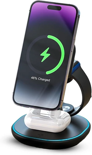 M.A.D LAB 3 in 1 Charging Station, Qi2 15W, MagSafe Compatible, LED Light | Charge iPhone, Apple Watch, AirPods and Android overnight on your nightstand; magnetic wireless stand, adapter not included M.A.D LAB 3 in 1 Charging Station, Qi2 15W, MagSafe Compatible, LED Light | Charge iPhone, Apple Watch, AirPods and Android overnight on your nightstand; magnetic wireless stand, adapter not included