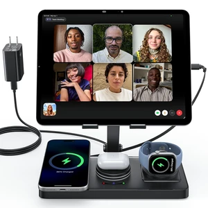 Meifigno 4 in 1 Charging Station for iPad, 30W Retractable Cable Wired Charging Stand for iPad/Tab