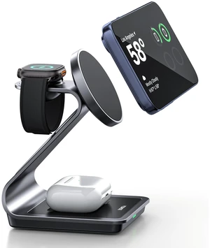 3-in-1 Wireless Charging Station for iPhone, Apple Watch & AirPods | Aluminum Magnetic Charger Stand, MagSafe Compatible, Fast Charging, Multiple Device Dock 3-in-1 Wireless Charging Station for iPhone, Apple Watch & AirPods | Aluminum Magnetic Charger Stand, MagSafe Compatible, Fast Charging, Multiple Device Dock