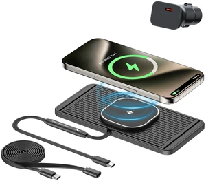 POLMXS 25W Magnetic Wireless Charger Car Charging Pad Fast Wireless Phone Charger Mat Compatible with iPhone 17/16(25W)/15/14/13/12(7.5W) (P21MAG) POLMXS 25W Magnetic Wireless Charger Car Charging Pad Fast Wireless Phone Charger Mat Compatible with iPhone 17/16(25W)/15/14/13/12(7.5W) (P21MAG)