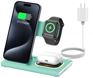 3 in 1 Foldable Charging Station for Apple Wireless Charger | iPhone Charging Station for iPhone 18 Pro Max,Apple Watch 12 Charger Stand, Light Nightstand Charging Dock for iWatch/Airpods 3 in 1 Foldable Charging Station for Apple Wireless Charger | iPhone Charging Station for iPhone 18 Pro Max,Apple Watch 12 Charger Stand, Light Nightstand Charging Dock for iWatch/Airpods