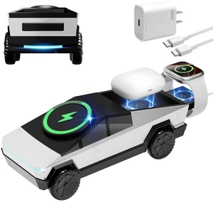 CyberDock 3-in-1 Wireless Charging Station, Qi2 Certified 15W Magnetic Charger for iPhone, Apple Watch & AirPods, Cybertruck-Inspired Design, Auto-Rotating Stand, Pop-Out Watch Charger, 30W Adapter CyberDock 3-in-1 Wireless Charging Station, Qi2 Certified 15W Magnetic Charger for iPhone, Apple Watch & AirPods, Cybertruck-Inspired Design, Auto-Rotating Stand, Pop-Out Watch Charger, 30W Adapter