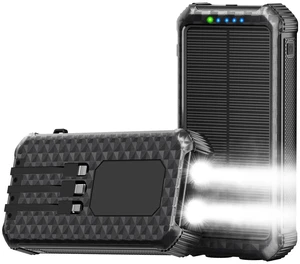 Solar Power Bank 33800mAh Portable Charger for Camping(Black) | Fast Charging,3 Built in Cable,Flashlight/Compass,Waterproof Solar Power Bank 33800mAh Portable Charger for Camping(Black) | Fast Charging,3 Built in Cable,Flashlight/Compass,Waterproof