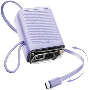 Innostyle 10000mAh Power Bank, 30W Portable Charger with Builtin USBC | Bidirectional Cable Power Bank, Built-in Retractable Cables, Dual Device Charging, Compatible with iPhone Travel Essential