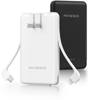 miisso Ultra Slim 5000mAh Power Bank, Built-in Cables & AC Plug,Black&White Pocket Size Portable Charger,Mini Phone Charger,Travel Essential,USB C External Battery Pack Compatible with iPhone,Samsung miisso Ultra Slim 5000mAh Power Bank, Built-in Cables & AC Plug,Black&White Pocket Size Portable Charger,Mini Phone Charger,Travel Essential,USB C External Battery Pack Compatible with iPhone,Samsung