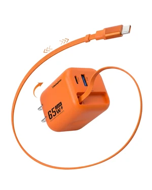 ChubbyCable 65W GaN Wall Charger with Retractable USB C Cable, Orange | Retractable Wall Charger for iPhone 18 Pro Max, 2.3 ft USB C Cable&2 Ports, Multiple Devices Charging Block for iPad, Galaxy ChubbyCable 65W GaN Wall Charger with Retractable USB C Cable, Orange | Retractable Wall Charger for iPhone 18 Pro Max, 2.3 ft USB C Cable&2 Ports, Multiple Devices Charging Block for iPad, Galaxy