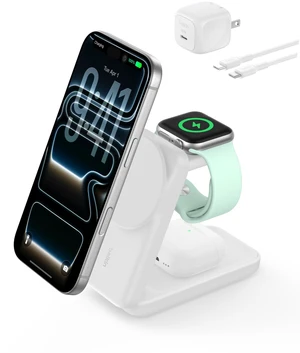 Belkin Qi2.2 25W Wireless 3 in 1 Foldable Fast Charging Station for iPhone | Fast Charigng, MagSafe Compatible, iPhone 17/16/15, Apple Watch, AirPods, Travel Charger, Magnetic Belkin Qi2.2 25W Wireless 3 in 1 Foldable Fast Charging Station for iPhone | Fast Charigng, MagSafe Compatible, iPhone 17/16/15, Apple Watch, AirPods, Travel Charger, Magnetic