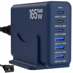 Newdarren 165W Charging Station, 6 Port Desktop Charger, 3 Ports 40W Blue | USB Charger Block with Type C Port 40W, Multi Charger for iPhone 18 Pro Max, Galaxy, MacBook, iPad, Home Office and More Newdarren 165W Charging Station, 6 Port Desktop Charger, 3 Ports 40W Blue | USB Charger Block with Type C Port 40W, Multi Charger for iPhone 18 Pro Max, Galaxy, MacBook, iPad, Home Office and More