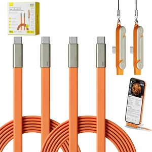 ENSFTF SIDEWAY Phone Charger 240W Silicone Cable with Detachable Stand - Universal Type-C, 90° Angle, 480Mbps Data Transfer Speed(orangeset-2Pcs) ENSFTF SIDEWAY Phone Charger 240W Silicone Cable with Detachable Stand - Universal Type-C, 90° Angle, 480Mbps Data Transfer Speed(orangeset-2Pcs)