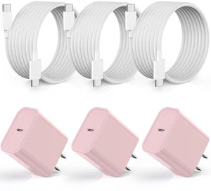 [Apple MFi Certified] iPhone 17 Pro Max Quick Charger,3Pack 20W USBC Block Wall Charger Block and 6Feet USB C to USB C Fast Charging Cable for iPhone 17/17Air/16 Pro/16 ProMax/iPhone 15/15 ProMax/Plus