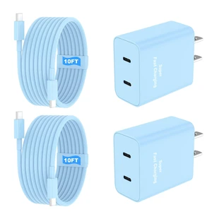 iPhone 18 17 16 15 Charger Fast Charging, 45W Dual USB C Phone Charger Block with 10FT Long Type C Cable Cord for Apple iPhone Duo/18/17/17 Air/16 Pro/16 Pro Max/15 Plus/15 Pro/iPad/S26 Ultra(Blue) iPhone 18 17 16 15 Charger Fast Charging, 45W Dual USB C Phone Charger Block with 10FT Long Type C Cable Cord for Apple iPhone Duo/18/17/17 Air/16 Pro/16 Pro Max/15 Plus/15 Pro/iPad/S26 Ultra(Blue)
