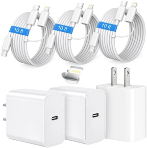for iPhone 18 17 16 Charger Fast Charging Lightning&USB C Cord Type C Block  Extra Long 10FT Cable with 3Pack PD 20W Charger Blocks for iPhone Duo/18/18 Pro/18 Pro Max/17/17 Pro/17 Pro Max/16/15/14/13
