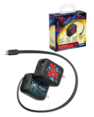 Belkin Marvel Spider-Man 67W USB C Retractable Charger Block Fast Charging | 3.3ft Retractable Cable, USB C Port, iPhone 17, Galaxy S26, AirPods, iPads, MacBook, Travel Charger, Charge Up to 2 Devices Belkin Marvel Spider-Man 67W USB C Retractable Charger Block Fast Charging | 3.3ft Retractable Cable, USB C Port, iPhone 17, Galaxy S26, AirPods, iPads, MacBook, Travel Charger, Charge Up to 2 Devices