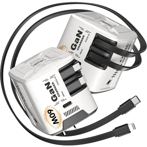 W & O 60W Gan Fast Charger Wall Plug, Built-in Retractable USB-C & L Cables | Retractable Wall Charger with 47.2" Cables, One Pull Charging, No Cable Mess Solution for iPhone 17/16/15, Galaxy S25/S24 W & O 60W Gan Fast Charger Wall Plug, Built-in Retractable USB-C & L Cables | Retractable Wall Charger with 47.2" Cables, One Pull Charging, No Cable Mess Solution for iPhone 17/16/15, Galaxy S25/S24