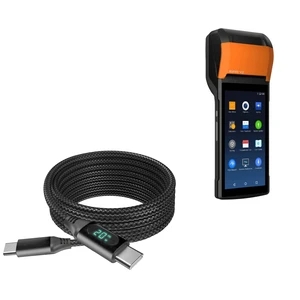 BoxWave Cable Compatible with Sunmi V2 - PowerDisplay PD Cable (6ft) - USB-C to USB-C (100W), LED Wattage Info Extra Long Braided Nylon - Jet Black BoxWave Cable Compatible with Sunmi V2 - PowerDisplay PD Cable (6ft) - USB-C to USB-C (100W), LED Wattage Info Extra Long Braided Nylon - Jet Black