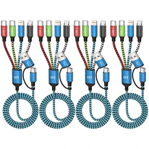 4 in 2 Multi Charging Cable, USBA/C Universal Charging Cords 4 Pack 5FT | Dual Type C Port Phone Charger Cord for Multiple Devices, Travel Charger for iPhone 17-11/Galaxy/Tablets/PS Home,Office,Car 4 in 2 Multi Charging Cable, USBA/C Universal Charging Cords 4 Pack 5FT | Dual Type C Port Phone Charger Cord for Multiple Devices, Travel Charger for iPhone 17-11/Galaxy/Tablets/PS Home,Office,Car