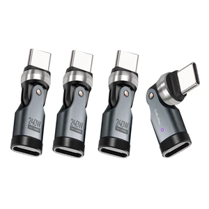 EndlesShine USB Adapter Type C to C 4 Pack 540° Rotation PD 240W | USB2.0 480Mbps Phone OTG Port Fast Charge Extender With LED Indicator (Purple) EndlesShine USB Adapter Type C to C 4 Pack 540° Rotation PD 240W | USB2.0 480Mbps Phone OTG Port Fast Charge Extender With LED Indicator (Purple)