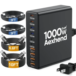 1000W USB C Charging Station with 240W USB C Cables | 120W PD GaN5 Super Fast USB C Charger Block Type C for Laptop MacBook Pro/Air, 10-Port Charging Block for iPhone 17/18/16/15 1000W USB C Charging Station with 240W USB C Cables | 120W PD GaN5 Super Fast USB C Charger Block Type C for Laptop MacBook Pro/Air, 10-Port Charging Block for iPhone 17/18/16/15