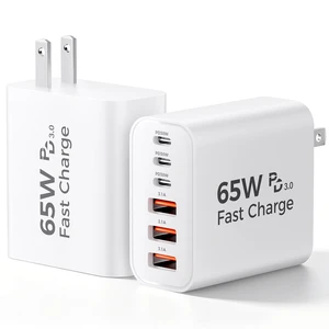 65W GaN USB C Charger Block Fast Charging, 6-Port Phone Charger Wall Plug | 2Pack Type C Charger Fast Charging Cubes Multiport Power Brick for iPhone Duo/ 18 /17/16/15/14/13/12/11, iPad Pro, S26 65W GaN USB C Charger Block Fast Charging, 6-Port Phone Charger Wall Plug | 2Pack Type C Charger Fast Charging Cubes Multiport Power Brick for iPhone Duo/ 18 /17/16/15/14/13/12/11, iPad Pro, S26