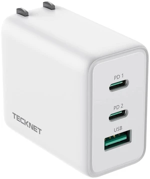TECKNET 65W USB C Charger, Pocket-Sized Type C Fast Charger Block, White | 3-Port GaN Charger, Compact & Cool, Foldable Travel Charger Block, for iPhone 17/16/Samsung/MacBook/Steam Deck & More TECKNET 65W USB C Charger, Pocket-Sized Type C Fast Charger Block, White | 3-Port GaN Charger, Compact & Cool, Foldable Travel Charger Block, for iPhone 17/16/Samsung/MacBook/Steam Deck & More