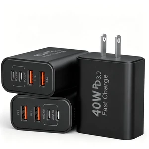 USB C Charger Block Multiple Ports Wall Charger Fast Phone Charging Blocks | 40W 4-Ports Power Cube USB Plug USB A+USBC Charger Brick Box for iPhone 17/16/15/14/13/12 Pro Max,Galaxy, Pixel,3Pack Black