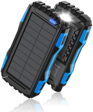 Mregb Solar Charger Power Bank 42800mAh, Portable Charger, Solar Power Bank,External Battery Pack 5V3.1A Qc 3.0 Fast Charger Built-in Super Bright Flashlight (Blue)
