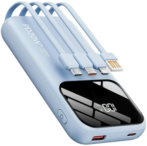 Fast Charging Portable Charger 10000mAh with Built-in 4 Cables | 5 Outputs 2 Inputs,Slim Power Bank,Travel Essentials,LED Display,External Battery pack for iPhone,for iPad & More