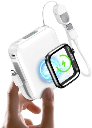 20000mAh Magnetic Power Bank for Apple Watch, 22.5W PD Fast Charging | Built-in Lightning & USB-C, LED Indicator, Pocket Size, Wireless Charging, Charge 3 Devices at Once